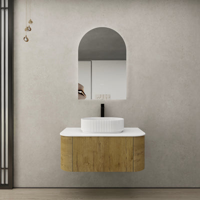 Ceto Bronte 900mm Wall Hung Vanity Prime Oak (Quartz Stone Top) - Sydney Home Centre