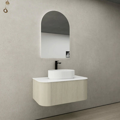 Ceto Bronte 900mm Wall Hung Vanity Coastal Oak (Quartz Stone Top) - Sydney Home Centre