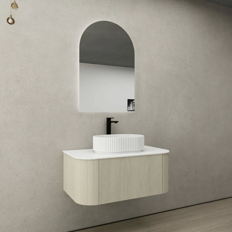 Ceto Bronte 900mm Wall Hung Vanity Coastal Oak (Quartz Stone Top) - Sydney Home Centre