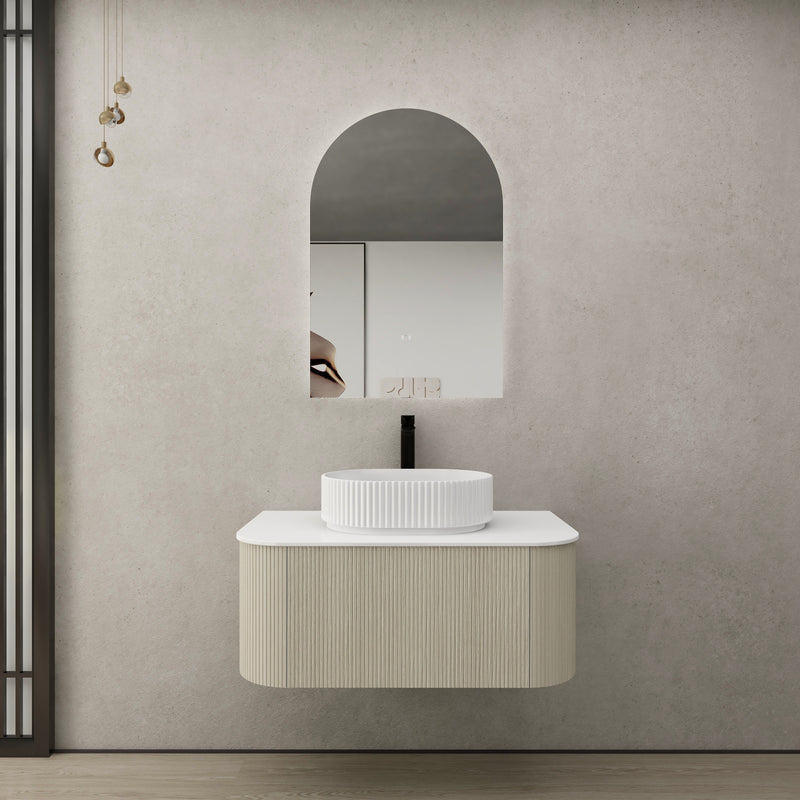 Ceto Bronte 900mm Wall Hung Vanity Coastal Oak (Quartz Stone Top) - Sydney Home Centre