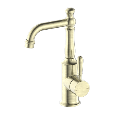 Nero York Basin Mixer With Metal Lever Aged Brass - Sydney Home Centre