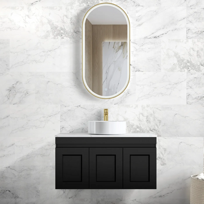 Otti Hampton Mark II 900mm Wall Hung Vanity Matte Black (Cabinet Only) - Sydney Home Centre