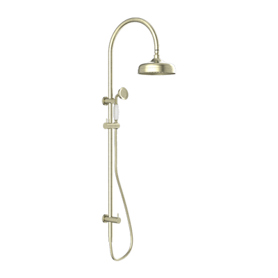 Nero York Twin Shower With White Porcelain Hand Shower Aged Brass - Sydney Home Centre