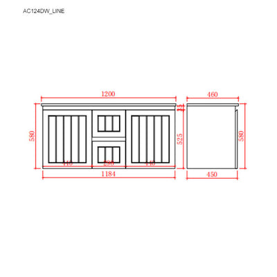 Ceto Acacia 1200mm Middle Drawer Double Bowl Wall Hung Vanity Matte White (Quartz Stone Top) - Sydney Home Centre