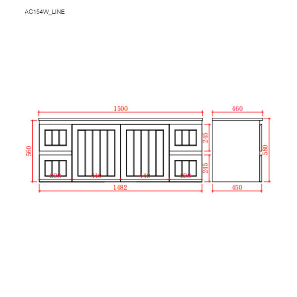 Ceto Acacia 1500mm Both Side Drawer Single Or Double Bowl Wall Hung Vanity Matte White (Cabinet Only) - Sydney Home Centre