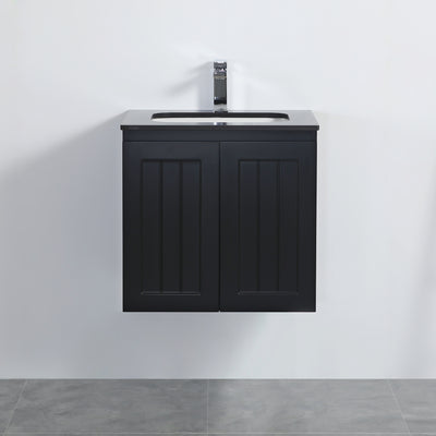 Ceto Acacia 600mm Wall Hung Vanity Matte Black (Cabinet Only) - Sydney Home Centre