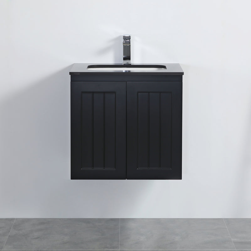 Ceto Acacia 600mm Wall Hung Vanity Matte Black (Cabinet Only) - Sydney Home Centre