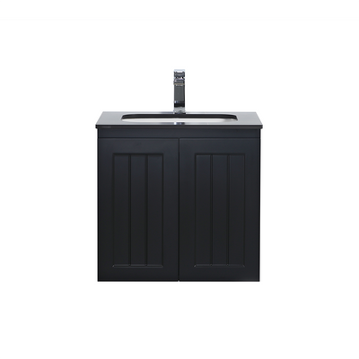 Ceto Acacia 600mm Wall Hung Vanity Matte Black (Marble Stone Top) - Sydney Home Centre