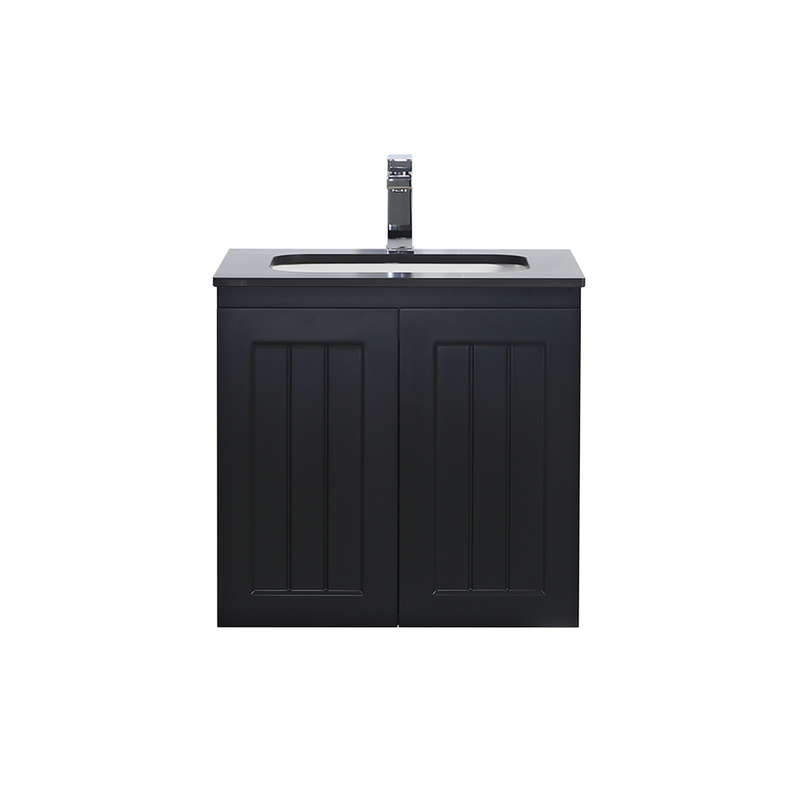 Ceto Acacia 600mm Wall Hung Vanity Matte Black (Ceramic Top) - Sydney Home Centre