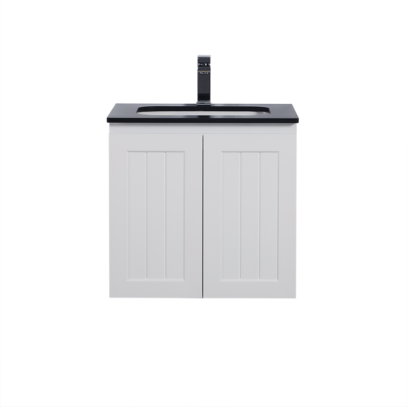 Ceto Acacia 600mm Wall Hung Vanity Matte White (Marble Stone Top) - Sydney Home Centre