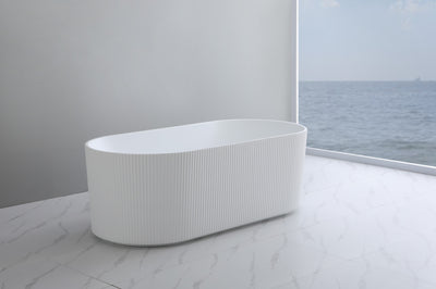 Ceto Ally Groove Oval 1500mm Free Standing No Overflow Bathtub Gloss White - Sydney Home Centre