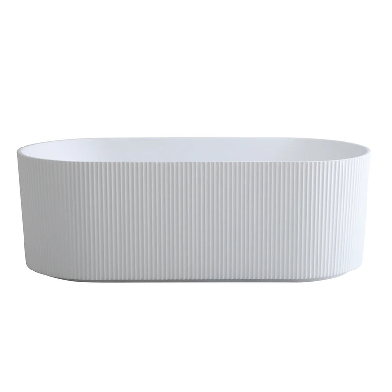 Ceto Ally Groove Oval 1500mm Free Standing No Overflow Bathtub Gloss White - Sydney Home Centre