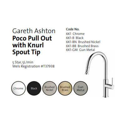 Gareth Ashton Poco Pull Out Kitchen Mixer Brushed Nickel