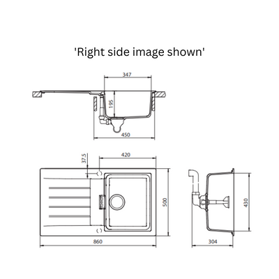 Schock Signus Single Left Hand Bowl & Drainer Sink 1TH Magma