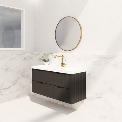 Riva Bali 1200mm Matte Black Single Bowl Wall Hung Vanity (Eden Ceramic Top) - Sydney Home Centre