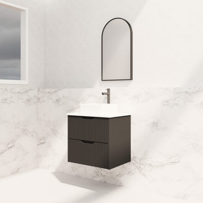 Riva Bali 600mm Matte Black Single Bowl Wall Hung Vanity (Eden Ceramic Top) - Sydney Home Centre