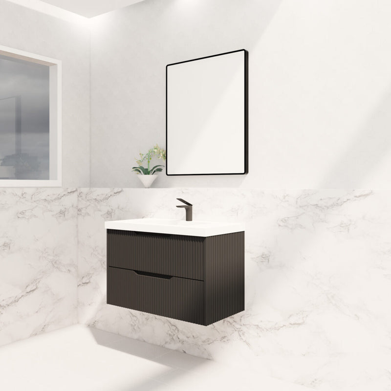 Riva Bali 900mm Matte Black Single Bowl Wall Hung Vanity (Eden Ceramic Top) - Sydney Home Centre