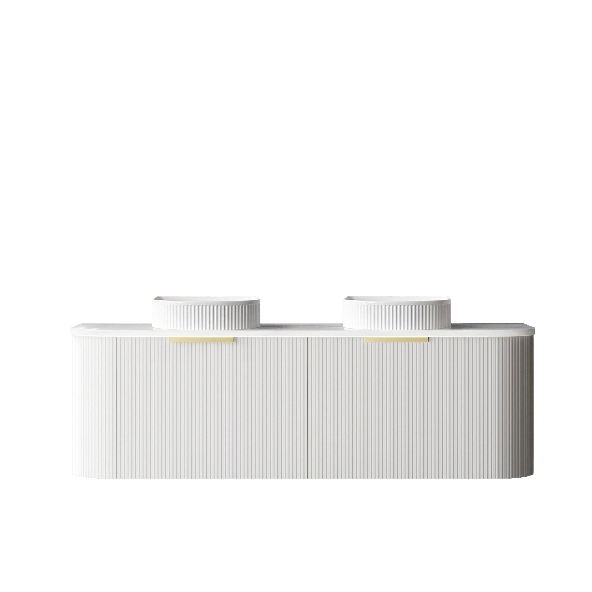 Otti Bondi 1500mm Curve Vanity White Fluted (Ultra Deluxe Stone Top) - Sydney Home Centre