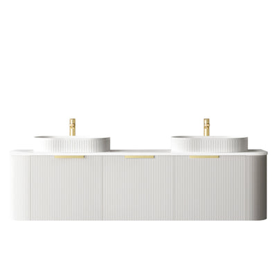 Otti Bondi 1800mm Curve Vanity White Fluted (Ultra Deluxe Stone Top) - Sydney Home Centre