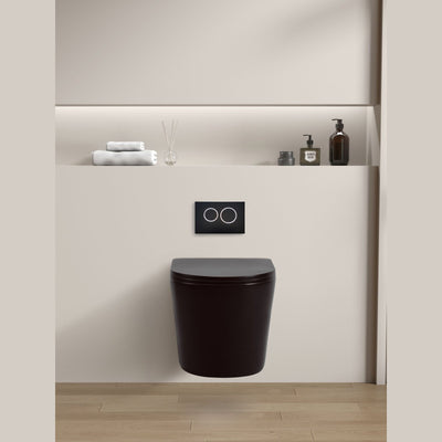 Poseidon Avis Rimless Wall Hung Pan Matte Black - Sydney Home Centre