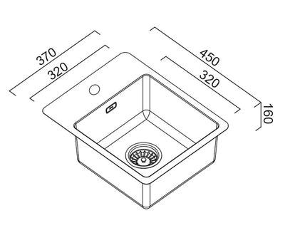 Abey BS2 Bar Sink With Tap Landing Black Pearl