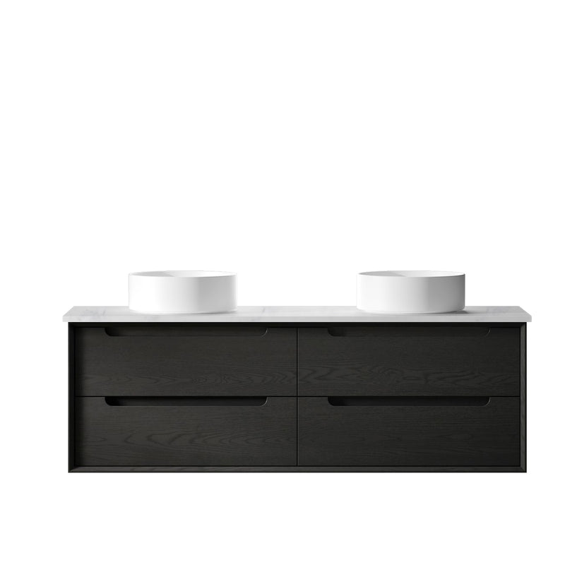 Otti Byron 1500mm Wall Hung Vanity Black Oak (Ultra Deluxe Stone Top) - Sydney Home Centre