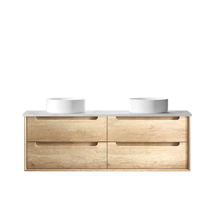 Otti Byron 1500mm Wall Hung Vanity Natural Oak (Ultra Deluxe Stone Top) - Sydney Home Centre