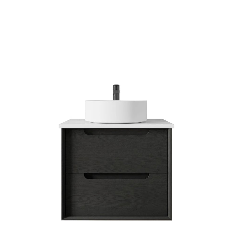 Otti Byron 600mm Wall Hung Vanity Black Oak (Ultra Deluxe Stone Top) - Sydney Home Centre