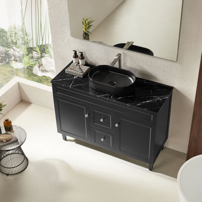 Ceto Harrington 1200mm Middle Drawer Freestanding Vanity Matte Black (Cabinet Only) - Sydney Home Centre