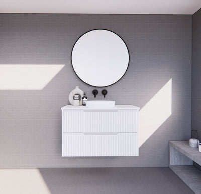 Riva Bali 900mm Matte White Single Bowl Wall Hung Vanity (Volvo Polymarble Top) - Sydney Home Centre