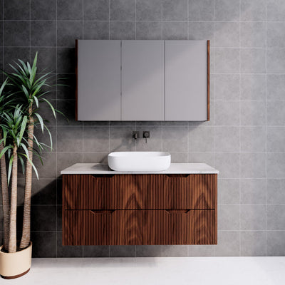 Riva Bali 1200mm Brown Oak Single Bowl Wall Hung Vanity (Cabinet Only) - Sydney Home Centre