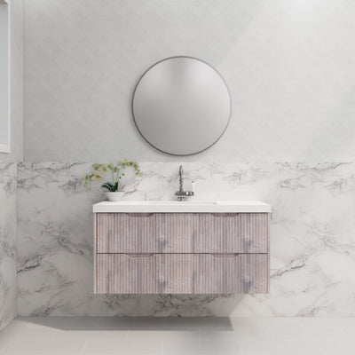 Riva Bali 1200mm White Oak Single Bowl Wall Hung Vanity (Carrara Stone top) - Sydney Home Centre