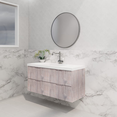 Riva Bali 1200mm White Oak Single Bowl Wall Hung Vanity (Cabinet Only) - Sydney Home Centre