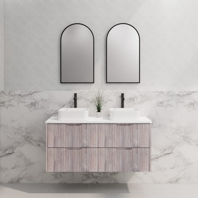 Riva Bali 1200mm White Oak Double Bowl Wall Hung Vanity (Cabinet Only) - Sydney Home Centre