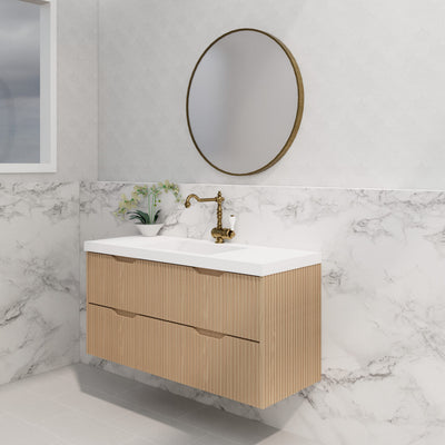 Riva Bali 1200mm American Oak Single Bowl Wall Hung Vanity (Handy Ceramic Top) - Sydney Home Centre