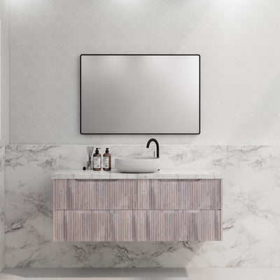 Riva Bali 1500mm White Oak Single Bowl Wall Hung Vanity (Carrara Stone top) - Sydney Home Centre