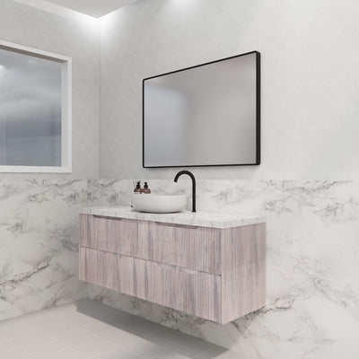 Riva Bali 1500mm White Oak Single Bowl Wall Hung Vanity (Volvo Polymarble Top) - Sydney Home Centre