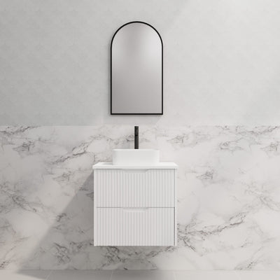 Riva Bali 600mm Matte White Single Bowl Wall Hung Vanity (Carrara Stone top) - Sydney Home Centre