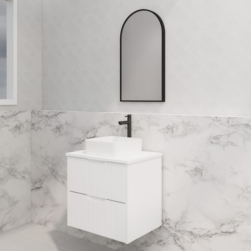 Riva Bali 600mm Matte White Single Bowl Wall Hung Vanity (Eden Ceramic Top) - Sydney Home Centre