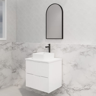 Riva Bali 600mm Matte White Single Bowl Wall Hung Vanity (Carrara Stone top) - Sydney Home Centre