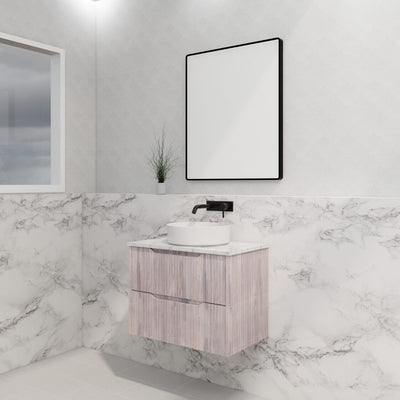 Riva Bali 750mm White Oak Single Bowl Wall Hung Vanity (Volvo Polymarble Top) - Sydney Home Centre