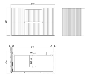 Riva Bali 900mm American Oak Single Bowl Wall Hung Vanity (Carrara Stone top) - Sydney Home Centre