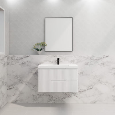 Riva Bali 900mm Matte White Single Bowl Wall Hung Vanity (Volvo Polymarble Top) - Sydney Home Centre