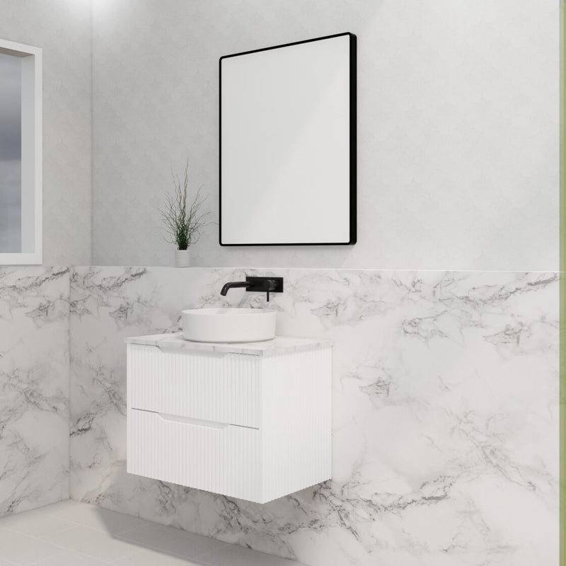 Riva Bali 750mm Matte White Single Bowl Wall Hung Vanity (Eden Ceramic Top) - Sydney Home Centre