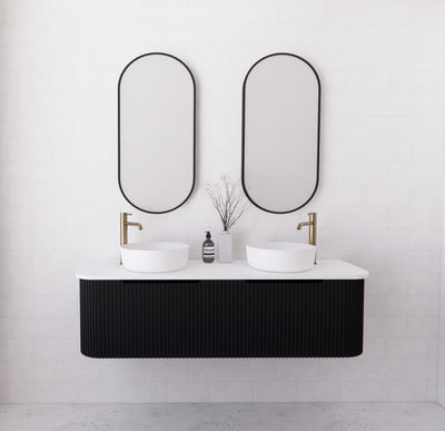 Riva Bergen 1500mm Matte Black Double Bowl Wall Hung Vanity (Cabinet Only) - Sydney Home Centre