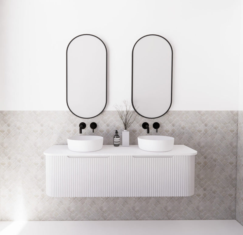 Riva Bergen 1500mm Matte White Double Bowl Wall Hung Vanity (Cabinet Only) - Sydney Home Centre