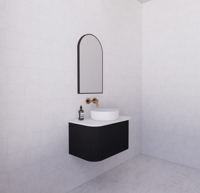 Riva Bergen 750mm Matte Black Single Bowl Wall Hung Vanity (Carrara Stone Top) - Sydney Home Centre