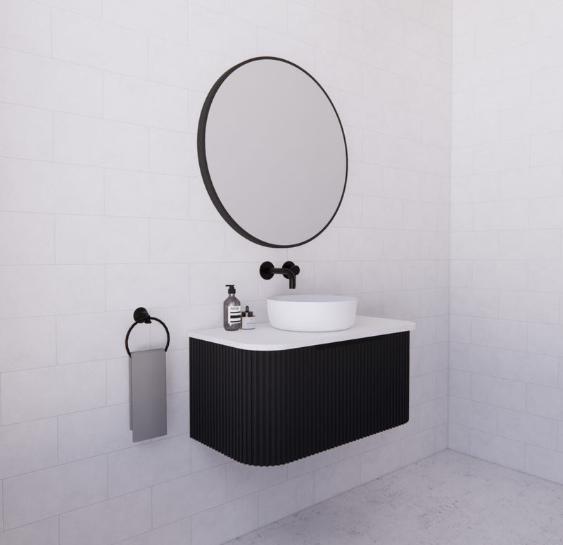 Riva Bergen 900mm Matte Black Single Bowl Wall Hung Vanity (Cabinet Only) - Sydney Home Centre