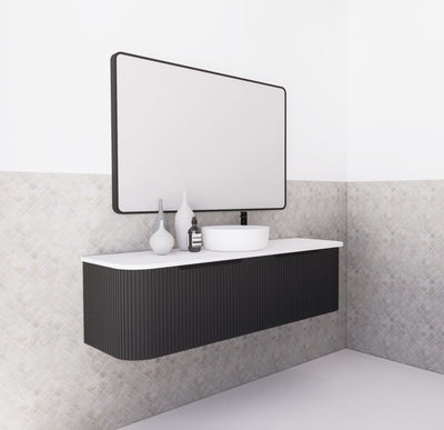 Riva Bergen 1500mm Matte Black Single Bowl Wall Hung Vanity (Cabinet Only) - Sydney Home Centre