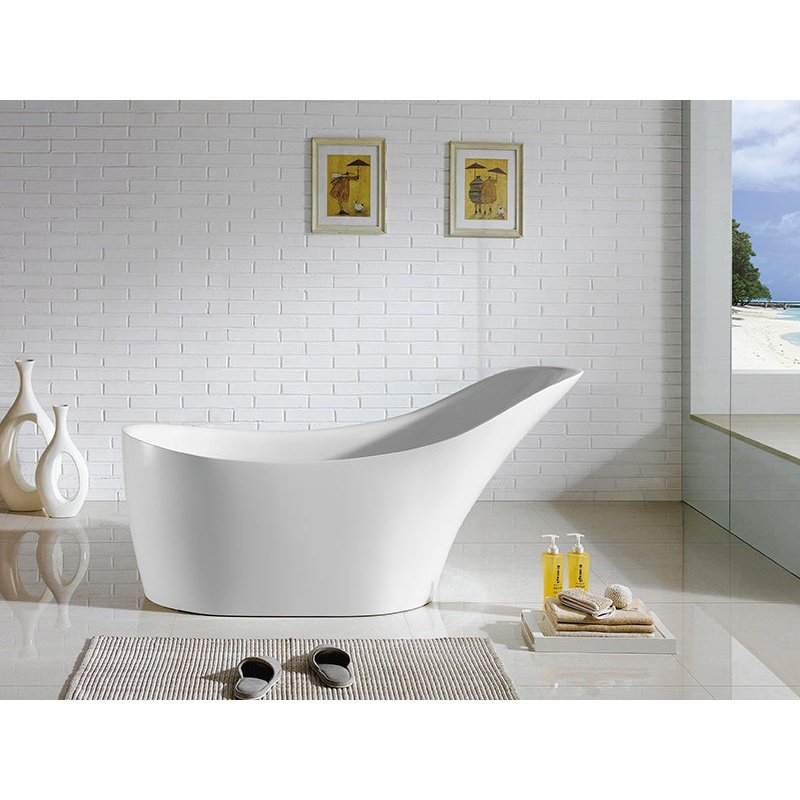 Poseidon Bevel Free Standing 1400mm Gloss White Bathtub - Sydney Home Centre